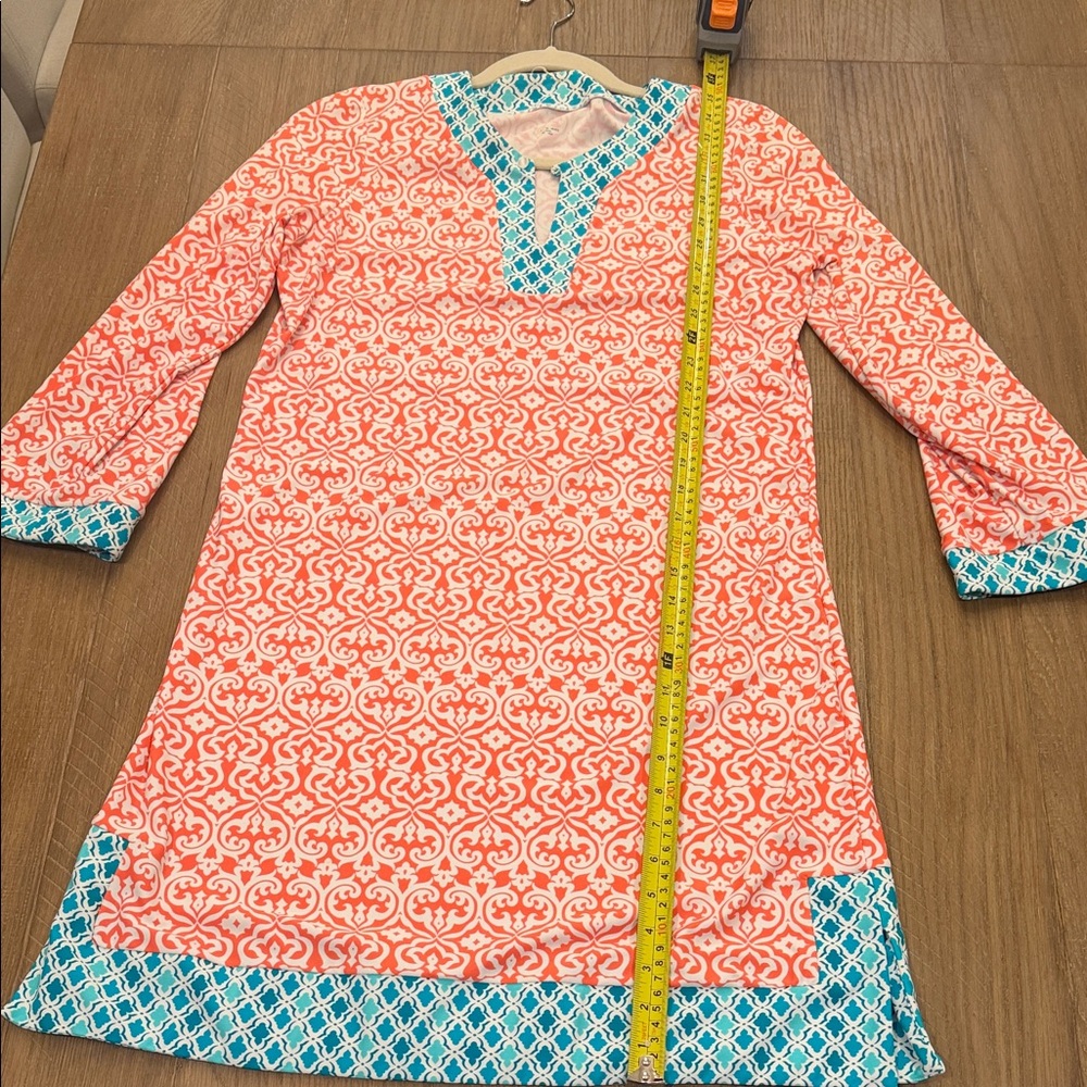 Coral and Blue Patterned Top